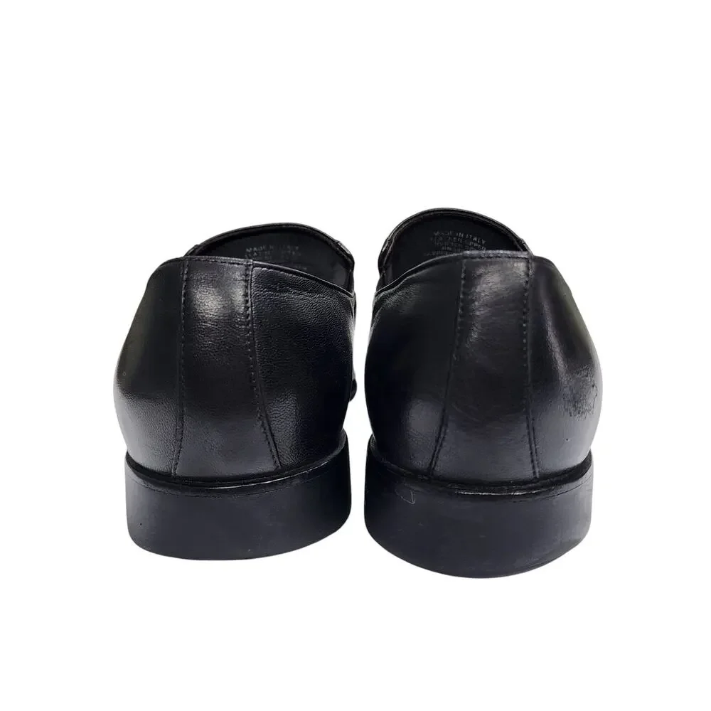 Monte Rosso Mens Lucca Nappa Leather Loafers Size 10.5 Black Leather Italy Dress